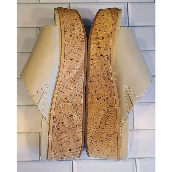 FitFlop Eloise Slides Sandals Women Stone Beige Leather Cork Wrap Wedge 9US EUC - Picture 9 of 16